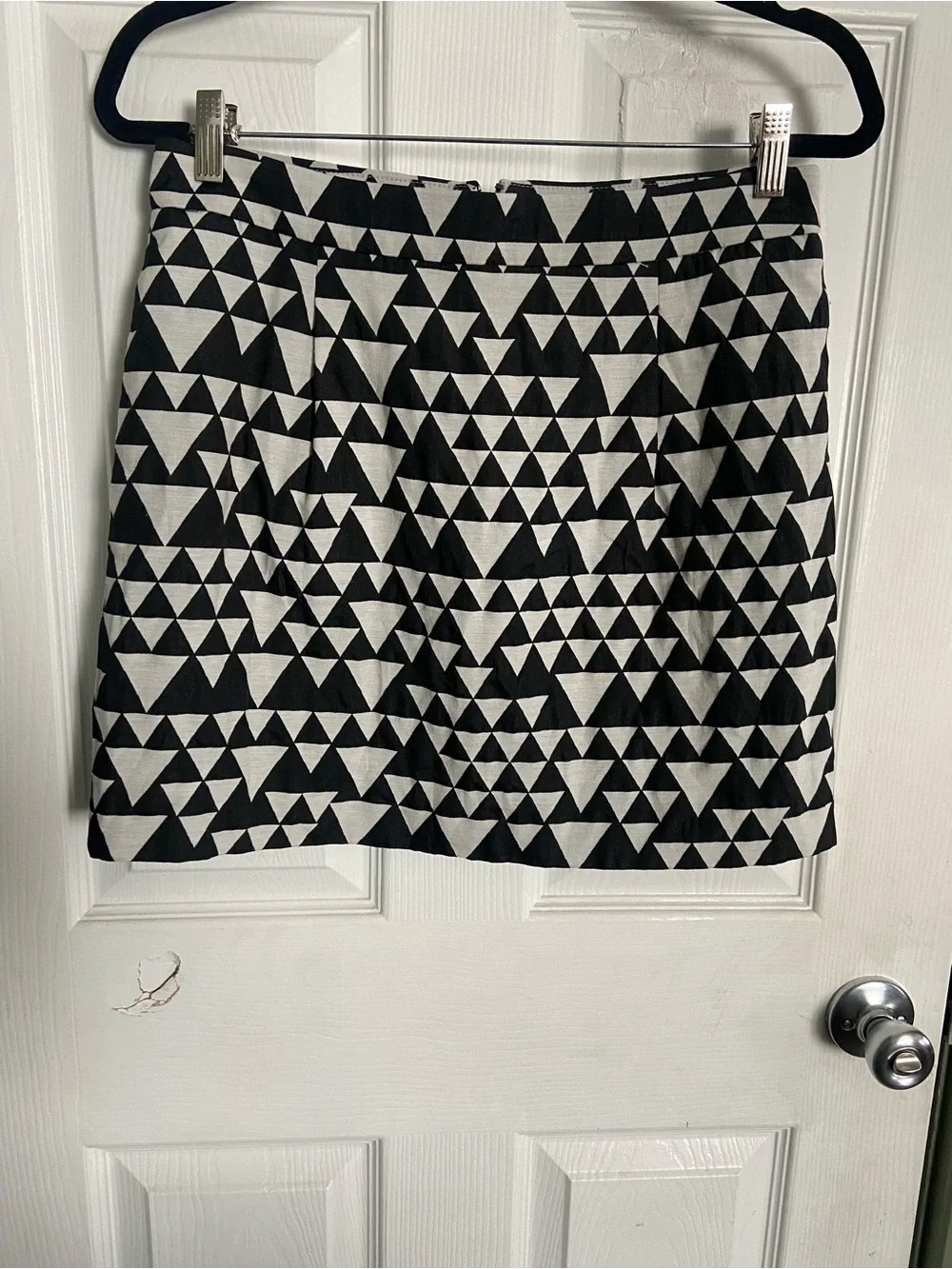 I. Crew Black & White Geometric Mini Skirt